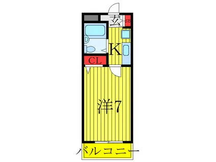 グリーンヒルハイツ・7(1K/2階)の間取り写真
