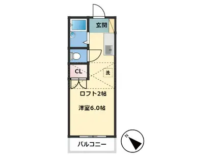 ハイツリコー(ワンルーム/2階)の間取り写真