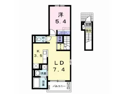 シャーロットII(1LDK/2階)の間取り写真