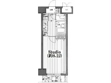 グランド・ガーラ日本橋茅場町(1K/4階)の間取り写真