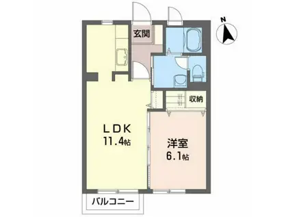 アルビオンK A(1LDK/1階)の間取り写真