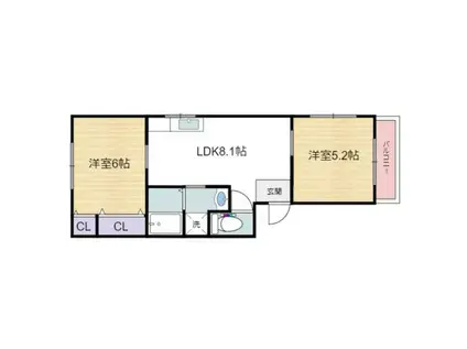 コーエンプレイス(2LDK/3階)の間取り写真