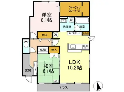 サンモール(2LDK/1階)の間取り写真