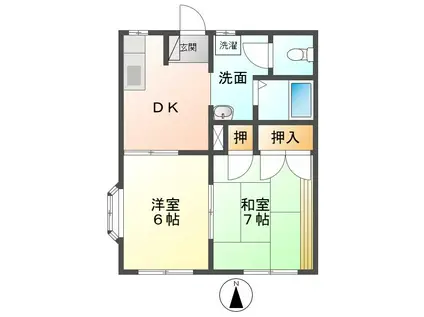 フレグランス芝宮II(2DK/1階)の間取り写真