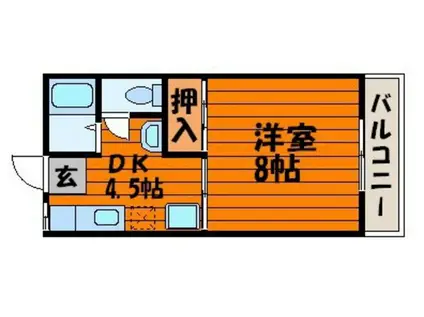 アレイハイム伊福(1DK/2階)の間取り写真