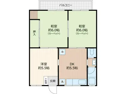 グリーンマンションI(3DK/4階)の間取り写真