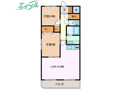 ソレーユときわ(2LDK/2階)の間取り写真
