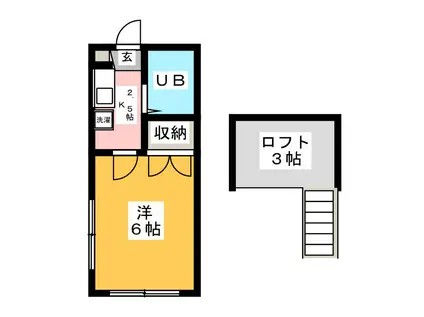 ボナール湘南台(1K/1階)の間取り写真