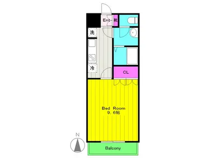 フローリーK(1K/1階)の間取り写真