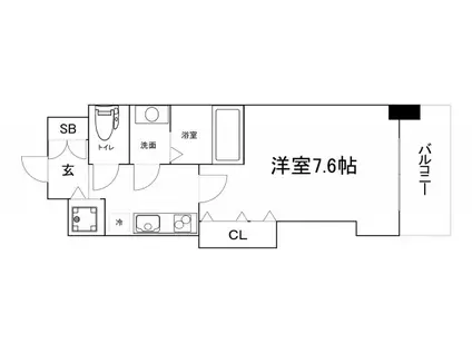 ラグゼ玉造II(1K/7階)の間取り写真