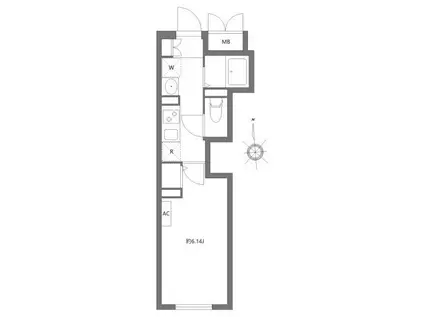 東急田園都市線 三軒茶屋駅 駅近2分 2口コンロ(1K/1階)の間取り写真