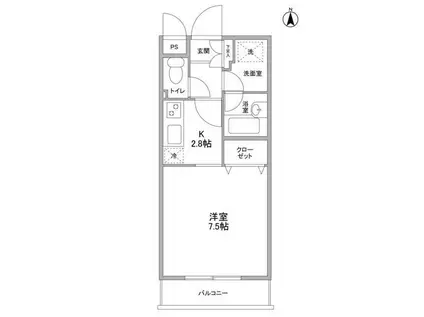 タウンフォルム武蔵小杉一番館(ワンルーム/1階)の間取り写真