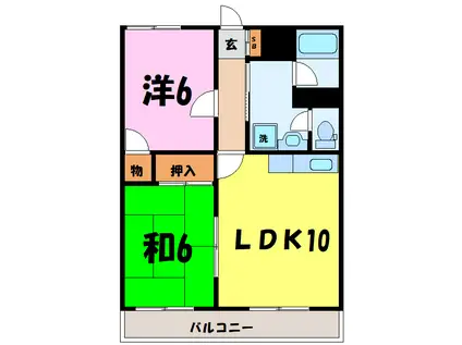 ハニーハイム(2LDK/2階)の間取り写真