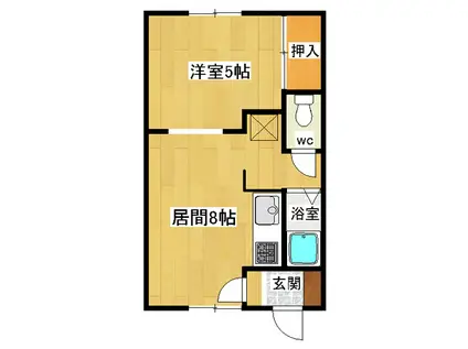 大幸ハイツ 山下(1DK/2階)の間取り写真