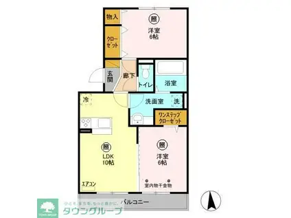 セントラルパーク(2LDK/2階)の間取り写真