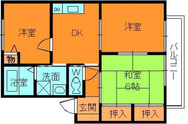 パイン法隆寺(3DK/2階)の間取り写真