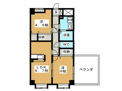 リーズヒルヨコハマ(2LDK/7階)の間取り写真