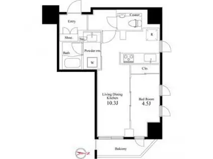 グランスイート四谷エクシア(1LDK/6階)の間取り写真