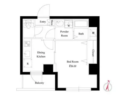 LIVE CASA 両国北斎通(1DK/5階)の間取り写真