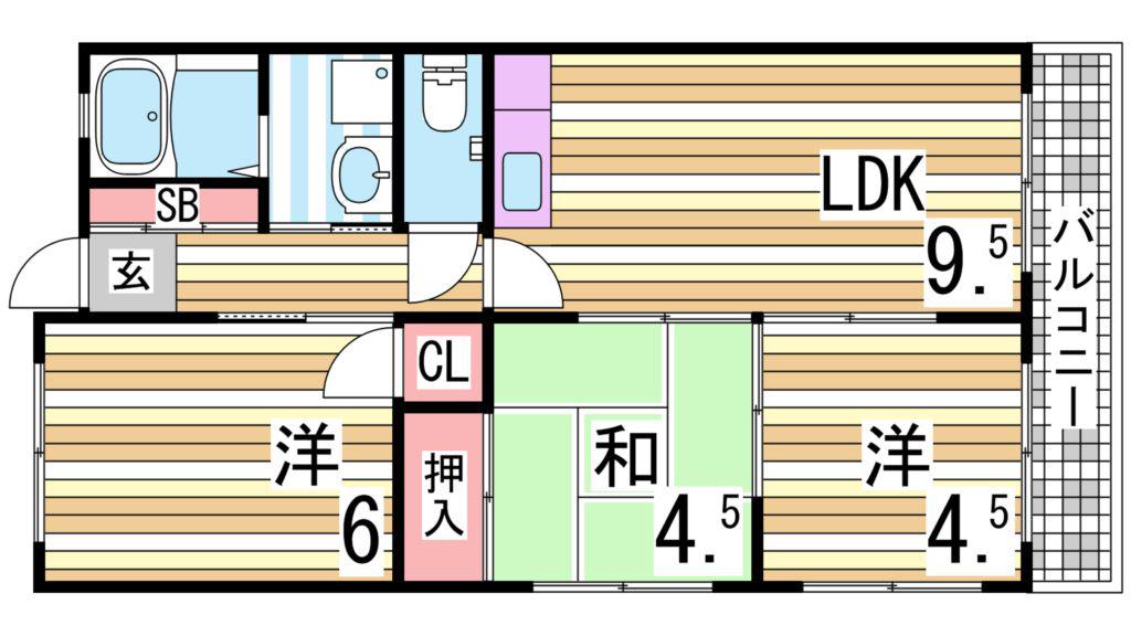 グリーンハイツ松本(3DK/5階)の間取り写真