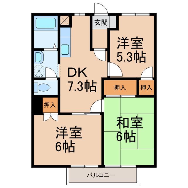 プロムナード菖蒲II(3DK/1階)の間取り写真