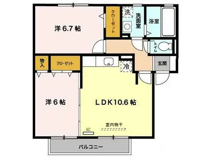 サワーフローラ A棟(2LDK/2階)の間取り写真