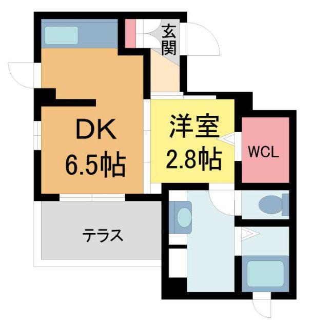 COMFORT御影本町(1DK/3階)の間取り写真