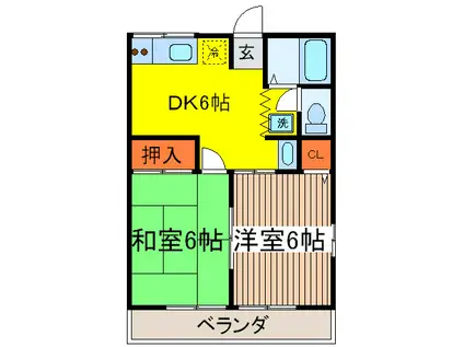メイプルハイツ(2DK/2階)の間取り写真