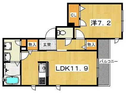 チュ・ラムール・サノ(1LDK/1階)の間取り写真