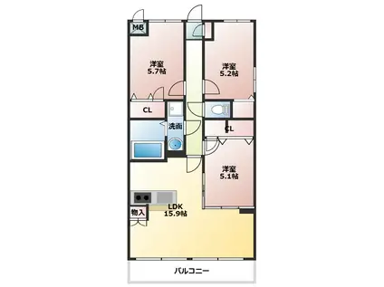 ベルポスト(3LDK/3階)の間取り写真