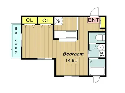 シャルムII(1K/1階)の間取り写真