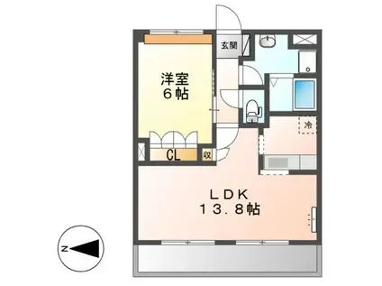 クレッシェンド(1LDK/2階)の間取り写真