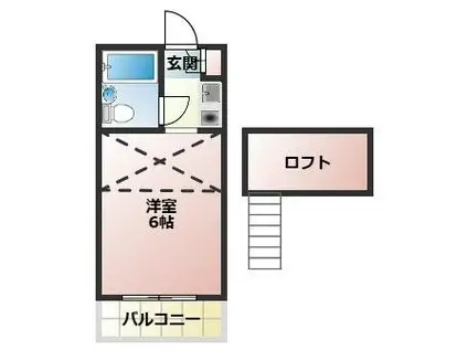 ジュネパレス越谷 第10(1K/2階)の間取り写真