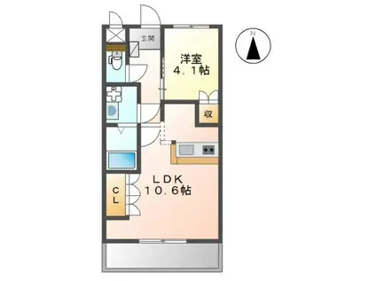 エスペラントJ(1LDK/2階)の間取り写真