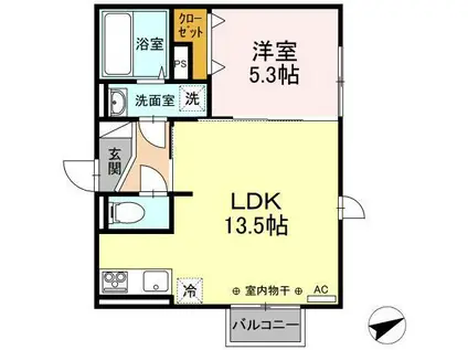 ポルトス(1LDK/2階)の間取り写真