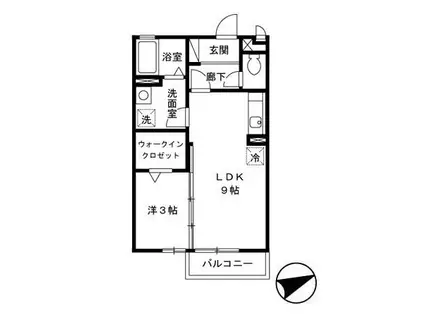 シャンレザン(1LDK/2階)の間取り写真