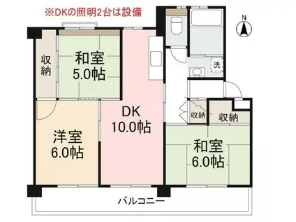 ヴィラ・アンソレイエ牟礼I(3DK/4階)の間取り写真