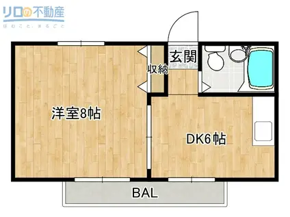 ベストレジデンス蛍池(1DK/2階)の間取り写真