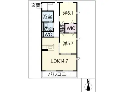 GLANZ B棟(2LDK/1階)の間取り写真