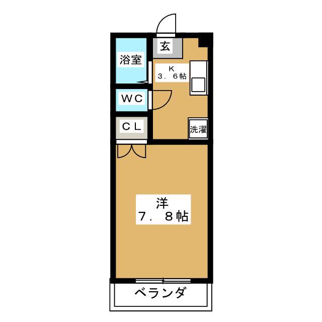 フラッツB(1K/3階)の間取り写真