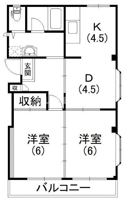 佐鳴台クローバービル(2DK/2階)の間取り写真