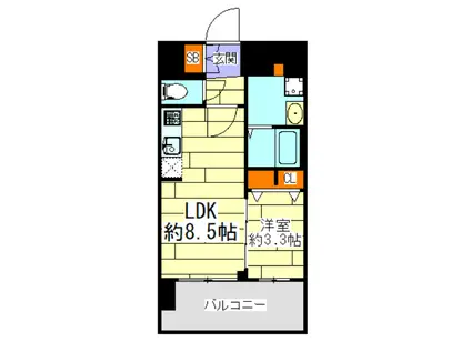 プレサンス四天王寺前夕陽ヶ丘 凛宮(1LDK/12階)の間取り写真