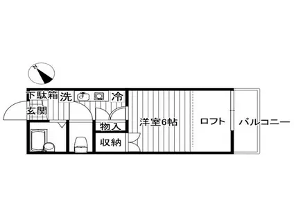 オーケーハイム栗谷(1K/1階)の間取り写真