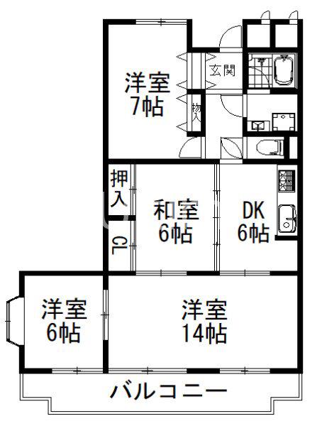 ハイム丹波橋(4DK/1階)の間取り写真