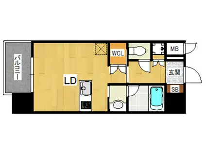 プライムアーバン博多東(ワンルーム/4階)の間取り写真