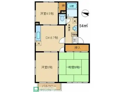 コーポ多摩(3DK/1階)の間取り写真