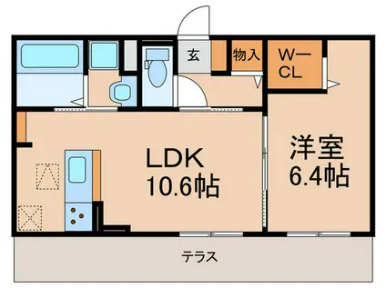 エレガンス仲原西(1LDK/1階)の間取り写真