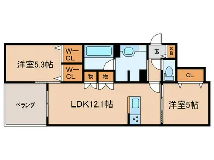 塚口本町1丁目ヘーベルメゾン(2LDK/2階)の間取り写真