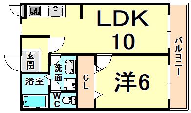 ビューテラス春日丘(1LDK/2階)の間取り写真