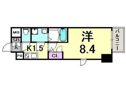 エスリード三宮旭通(1K/6階)の間取り写真